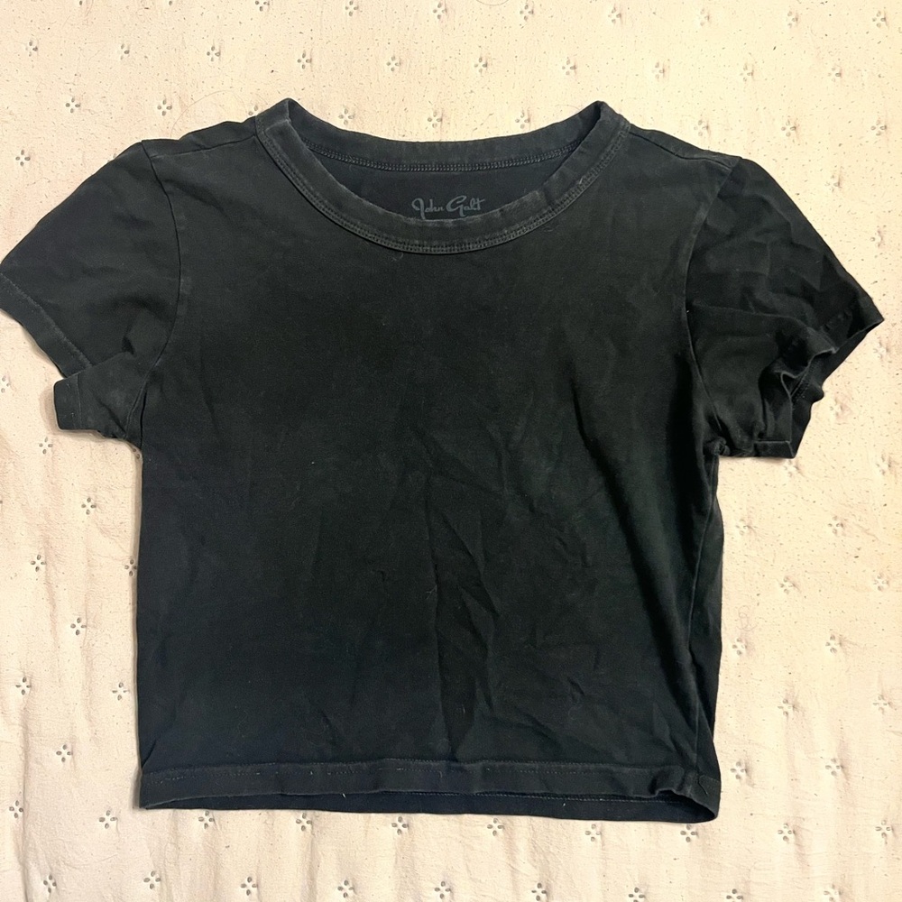 Brandy Melville Black Crewneck Crop Top - Women's Casual Tee